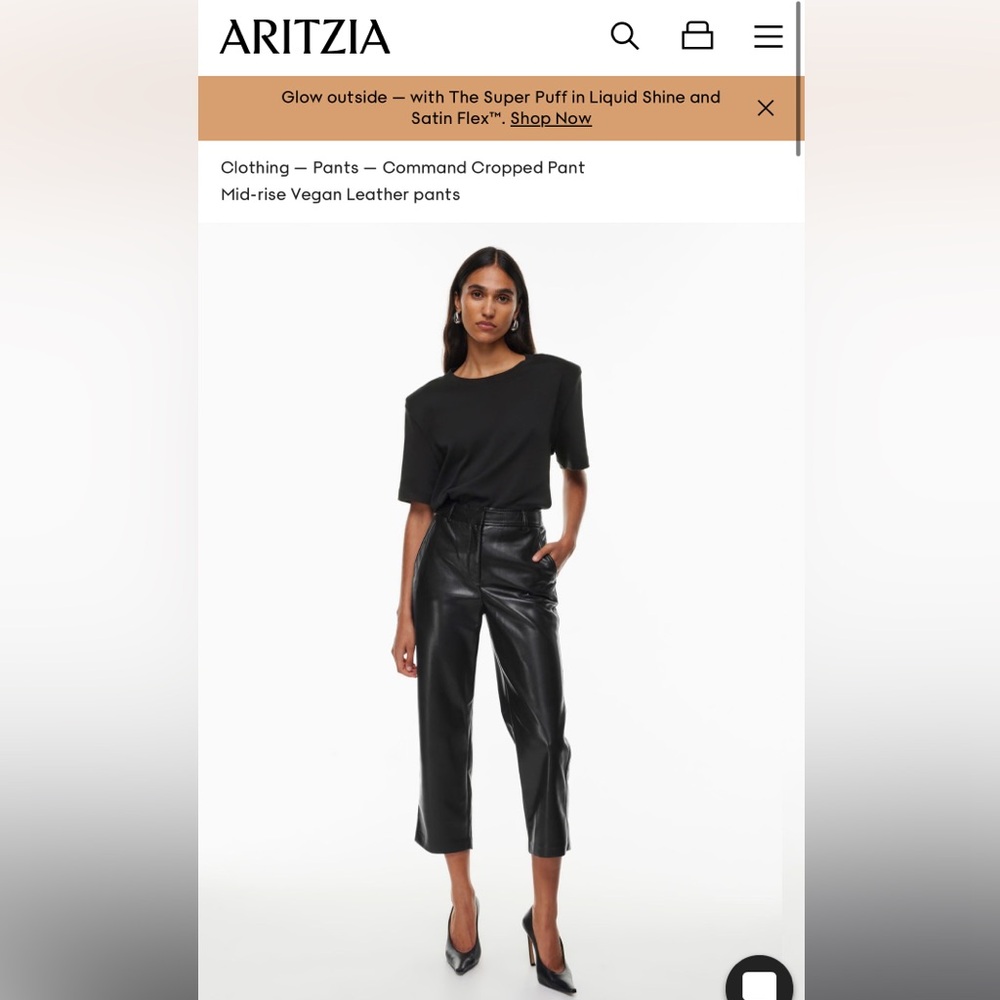 NWT Aritzia Babaton Command Cropped Pants - Black Size 8